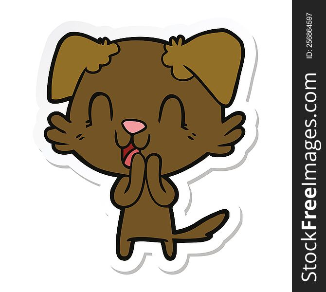 sticker of a laughing cartoon dog