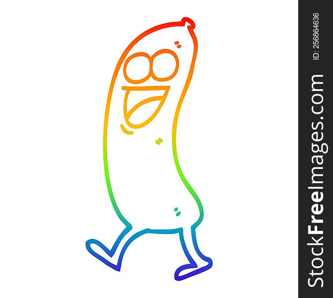 Rainbow Gradient Line Drawing Happy Cartoon Sausage