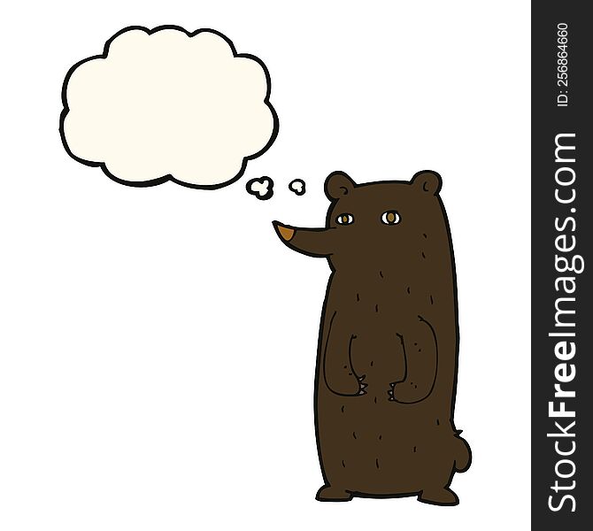 Funny Cartoon Black Bear With Thought Bubble