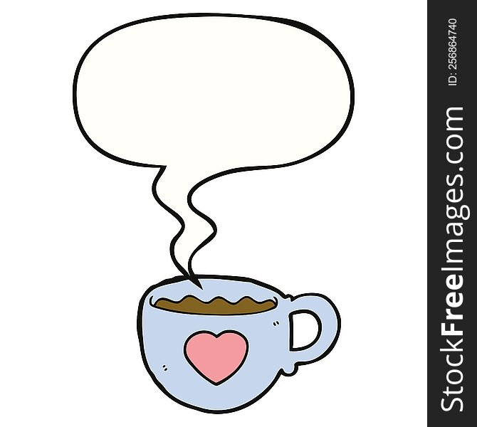I Love Coffee Cartoon Cup And Speech Bubble