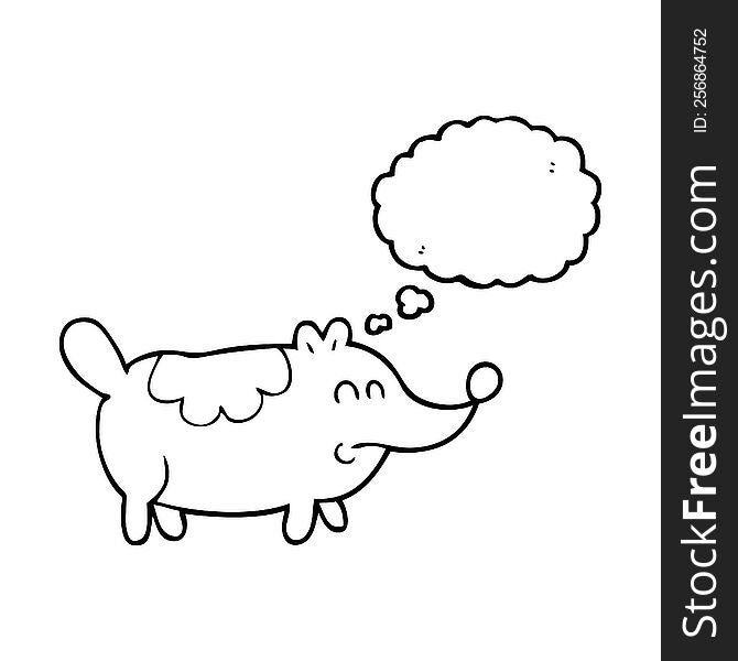 Thought Bubble Cartoon Small Fat Dog