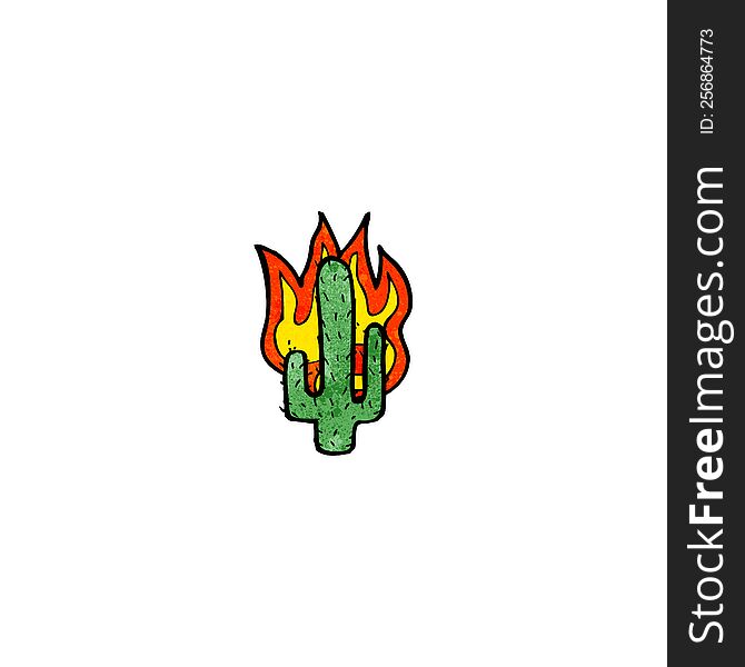 flaming cactus cartoon