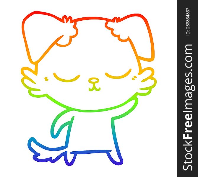 rainbow gradient line drawing of a cute cartoon dog