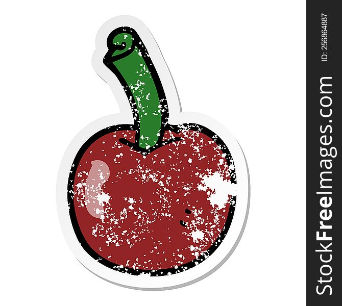 distressed sticker of a cartoon cherry