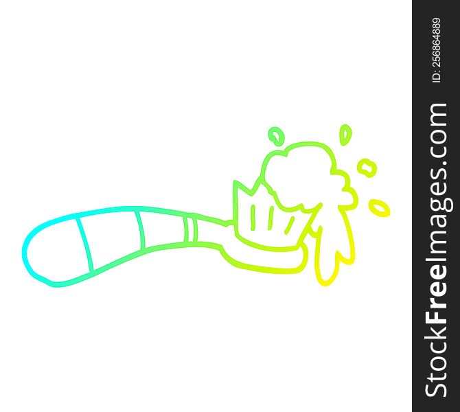 cold gradient line drawing of a cartoon toothbrush