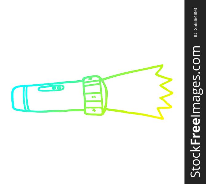 Cold Gradient Line Drawing Cartoon Of Lit Torch