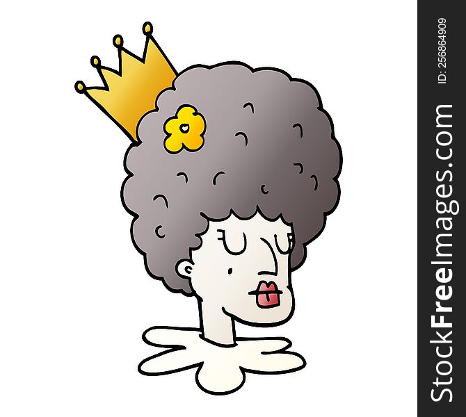 cartoon doodle queen in makeup and huge wig