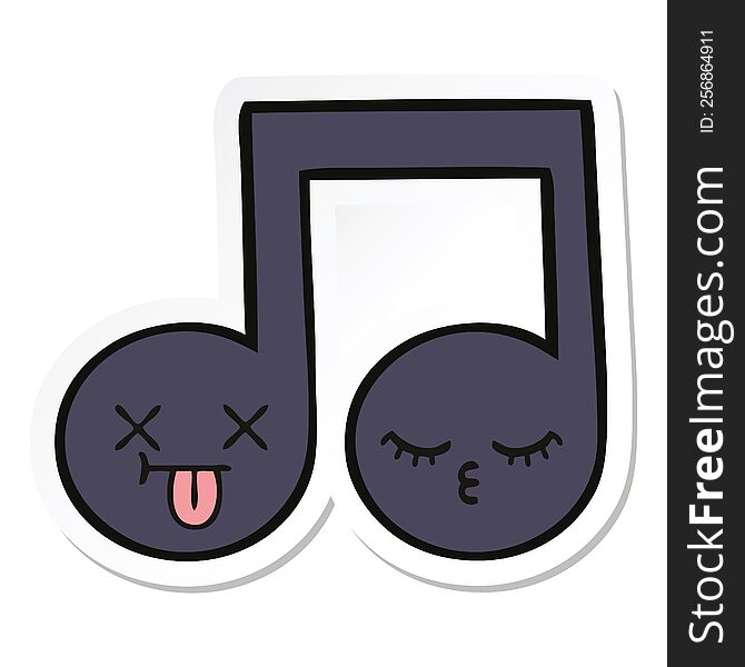 Sticker Of A Cute Cartoon Musical Note