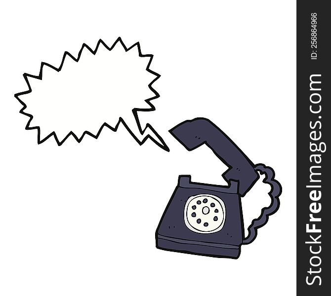 cartoon ringing telephone with speech bubble