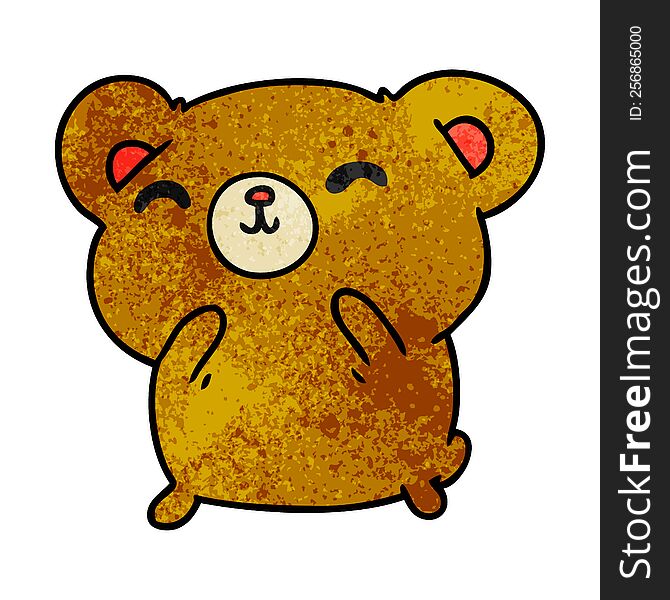 Textured Cartoon Kawaii Cute Happy Bear