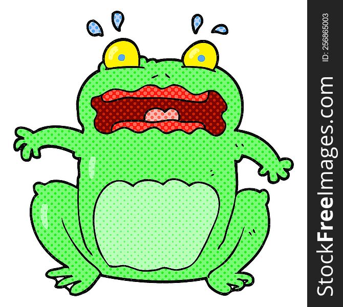 freehand drawn cartoon funny frightened frog