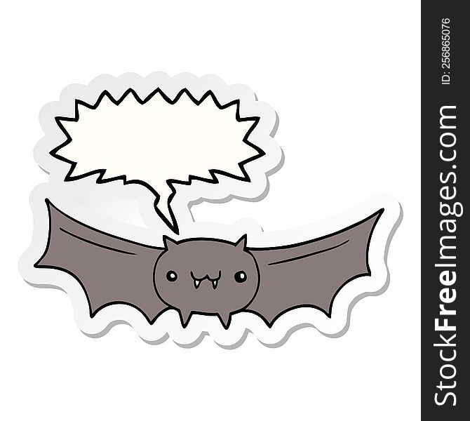 Cartoon Vampire Bat And Speech Bubble Sticker