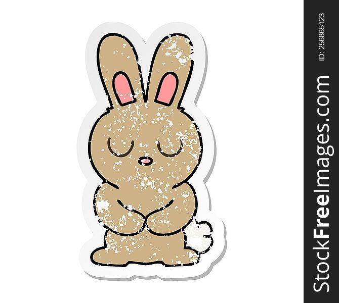 Distressed Sticker Of A Quirky Hand Drawn Cartoon Rabbit