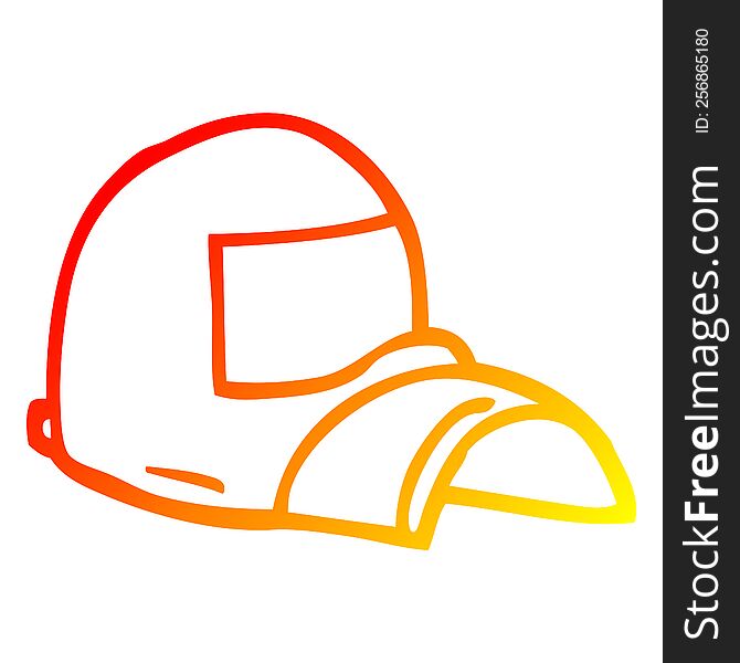 warm gradient line drawing of a cartoon baseball cap