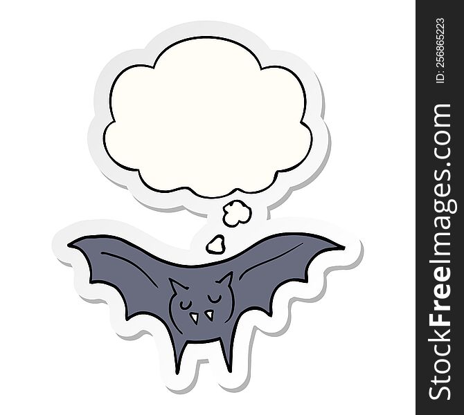 Cartoon Vampire Bat And Thought Bubble As A Printed Sticker