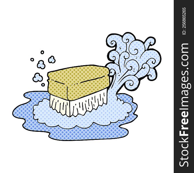 Comic Book Style Cartoon Scrubbing Brush