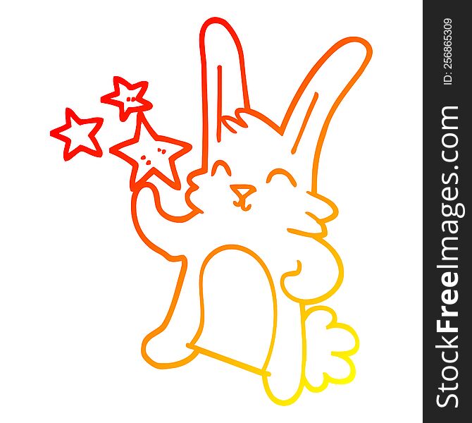 warm gradient line drawing cartoon happy bunny