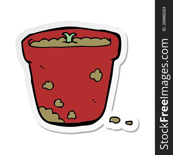 Sticker Of A Cartoon Flower Pot