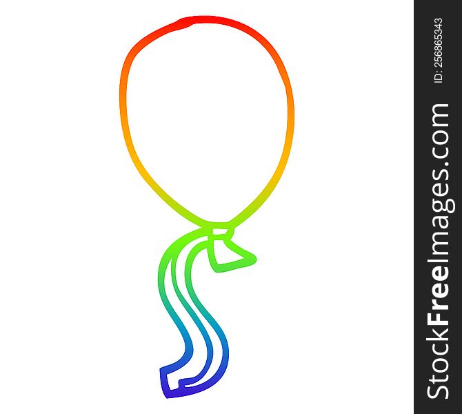 Rainbow Gradient Line Drawing Cartoon Ballon With String