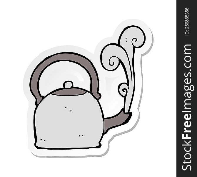 sticker of a cartoon old kettle