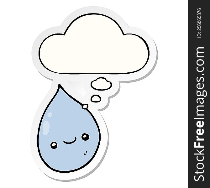 Cartoon Raindrop And Thought Bubble As A Printed Sticker