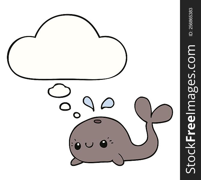 cute cartoon whale with thought bubble. cute cartoon whale with thought bubble