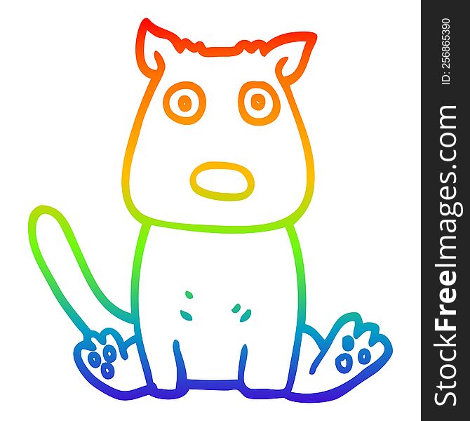 rainbow gradient line drawing of a cartoon calm dog