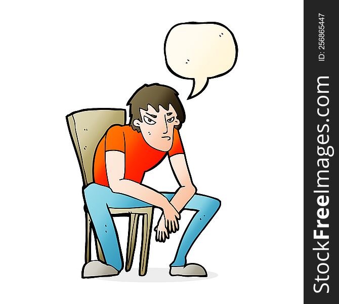 cartoon dejected man with speech bubble