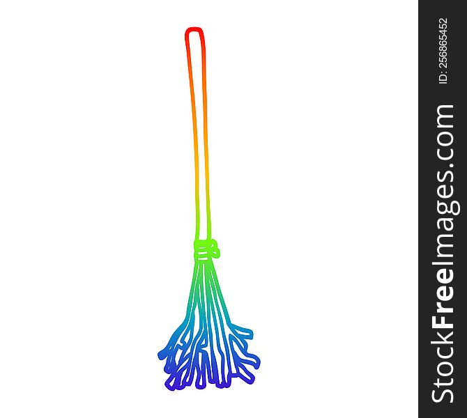 Rainbow Gradient Line Drawing Cartoon Magic Broom Sticks