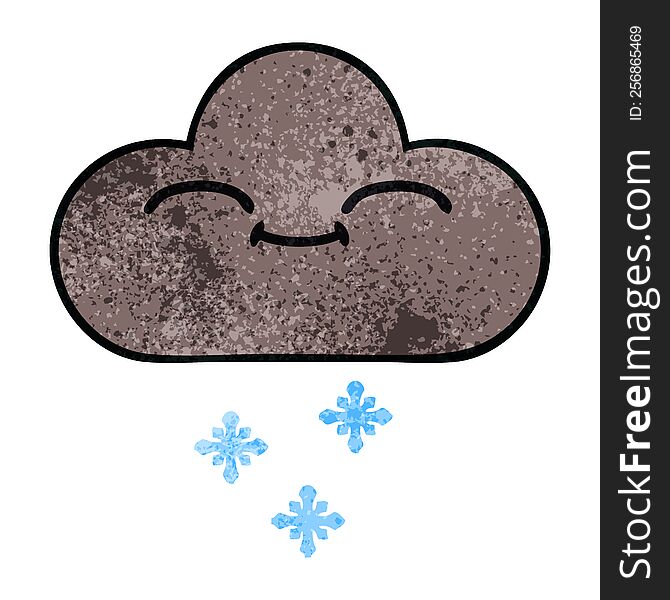 Retro Grunge Texture Cartoon Happy Snow Cloud