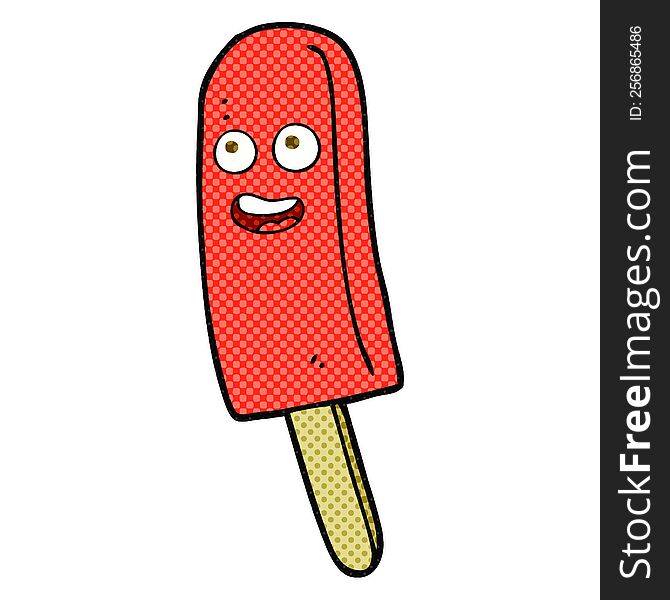 freehand drawn comic book style cartoon ice lolly