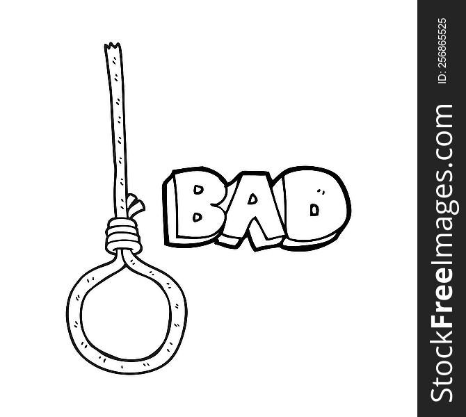 freehand drawn black and white cartoon noose