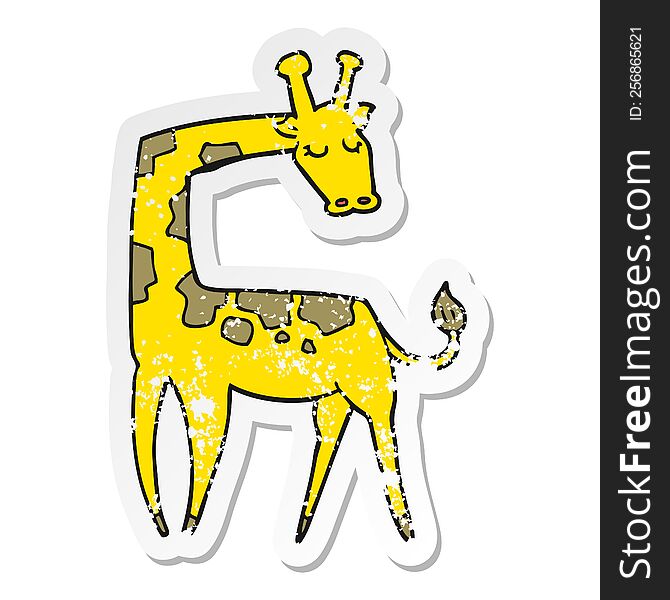Distressed Sticker Of A Cartoon Giraffe