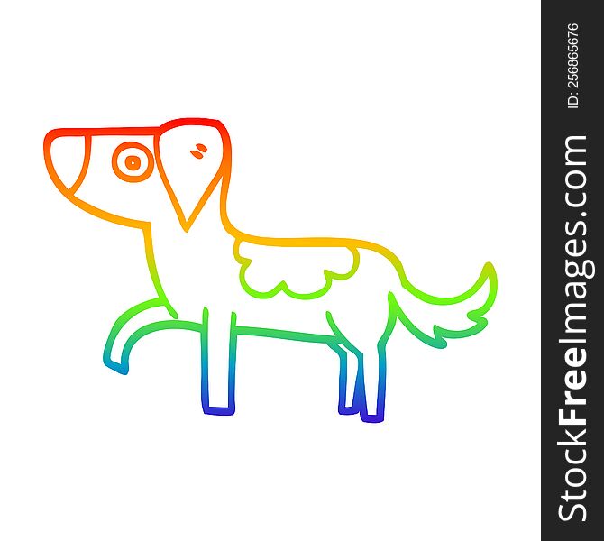 rainbow gradient line drawing of a cartoon standing dog
