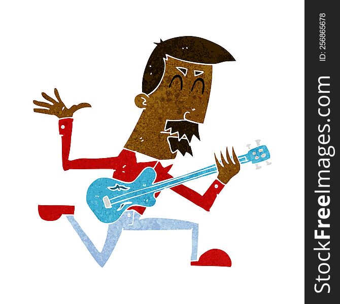 Cartoon Man Playing Electric Guitar