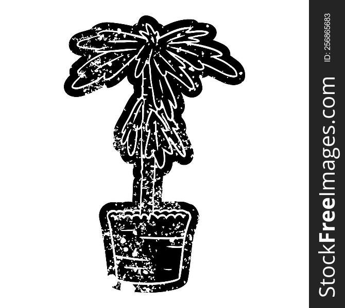 Grunge Icon Drawing Of A House Plant