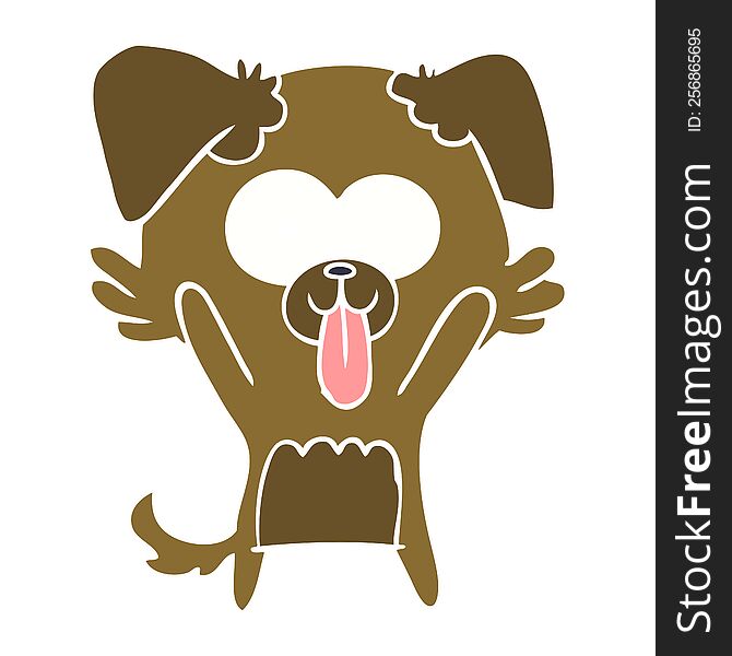 flat color style cartoon dog with tongue sticking out
