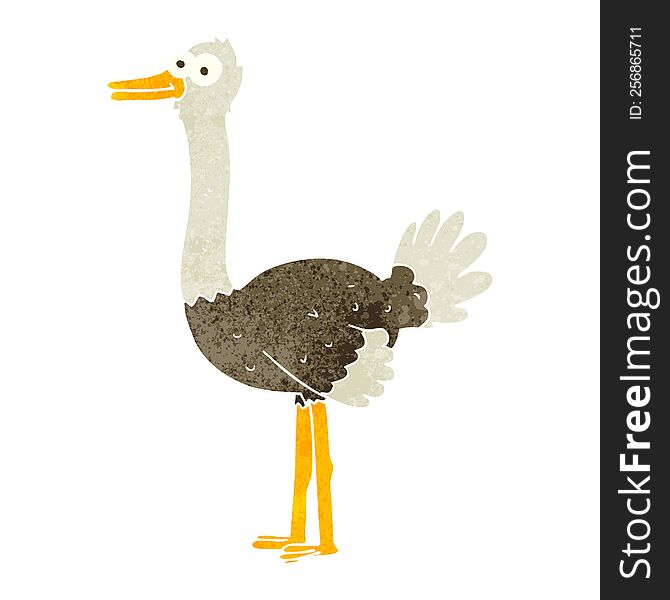 retro cartoon ostrich