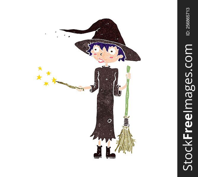 Cartoon Witch Casting Spell