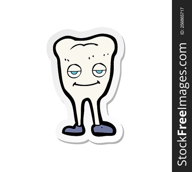 Sticker Of A Cartoon Happy Tooth