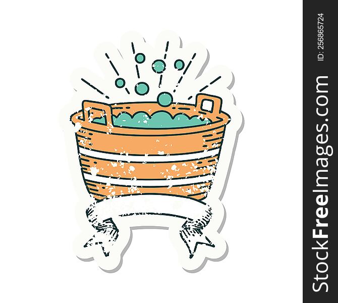 grunge sticker of tattoo style tin bath