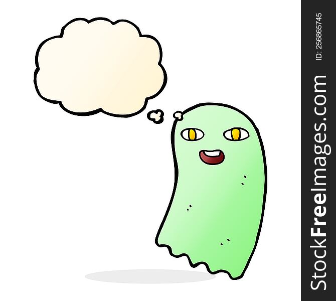 Funny Cartoon Ghost With Thought Bubble