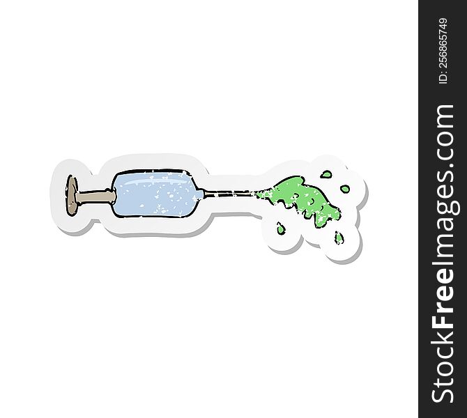 retro distressed sticker of a cartoon squirting medical needle