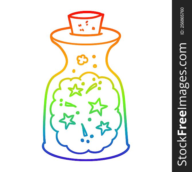 Rainbow Gradient Line Drawing Cartoon Magic Potion