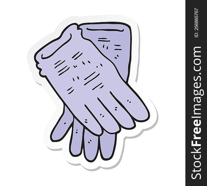 sticker of a cartoon garden work gloves