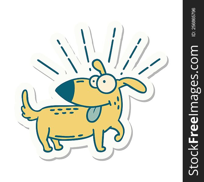 Sticker Of Tattoo Style Happy Dog