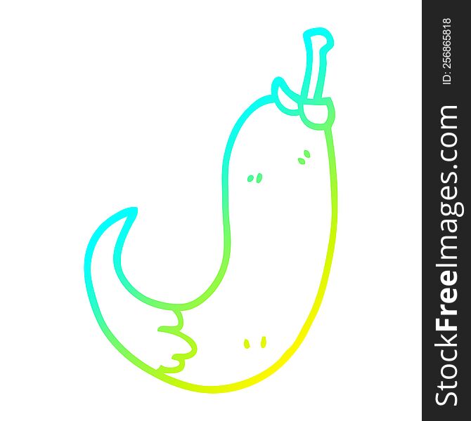 cold gradient line drawing of a cartoon chilli pepper