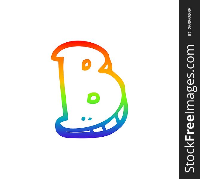 Rainbow Gradient Line Drawing Cartoon Letter B