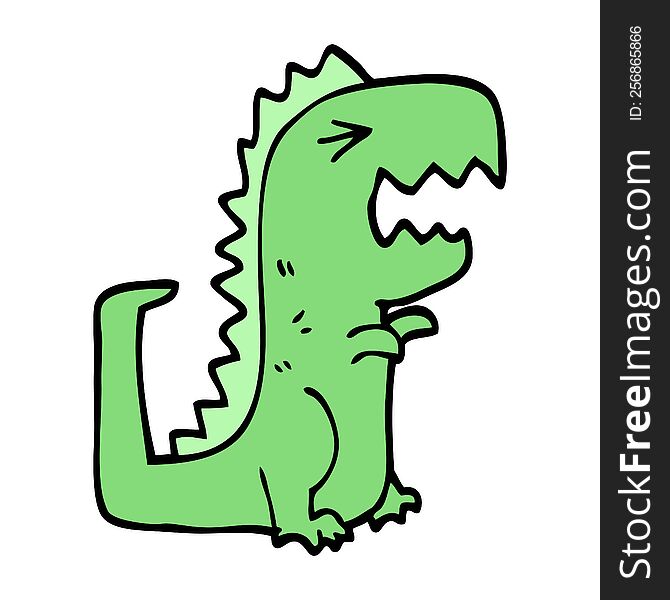 cartoon doodle roaring t rex