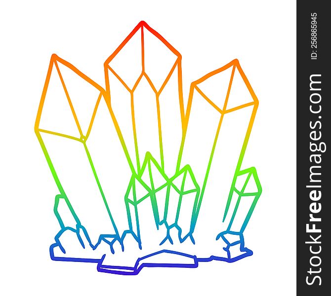 rainbow gradient line drawing cartoon crystals